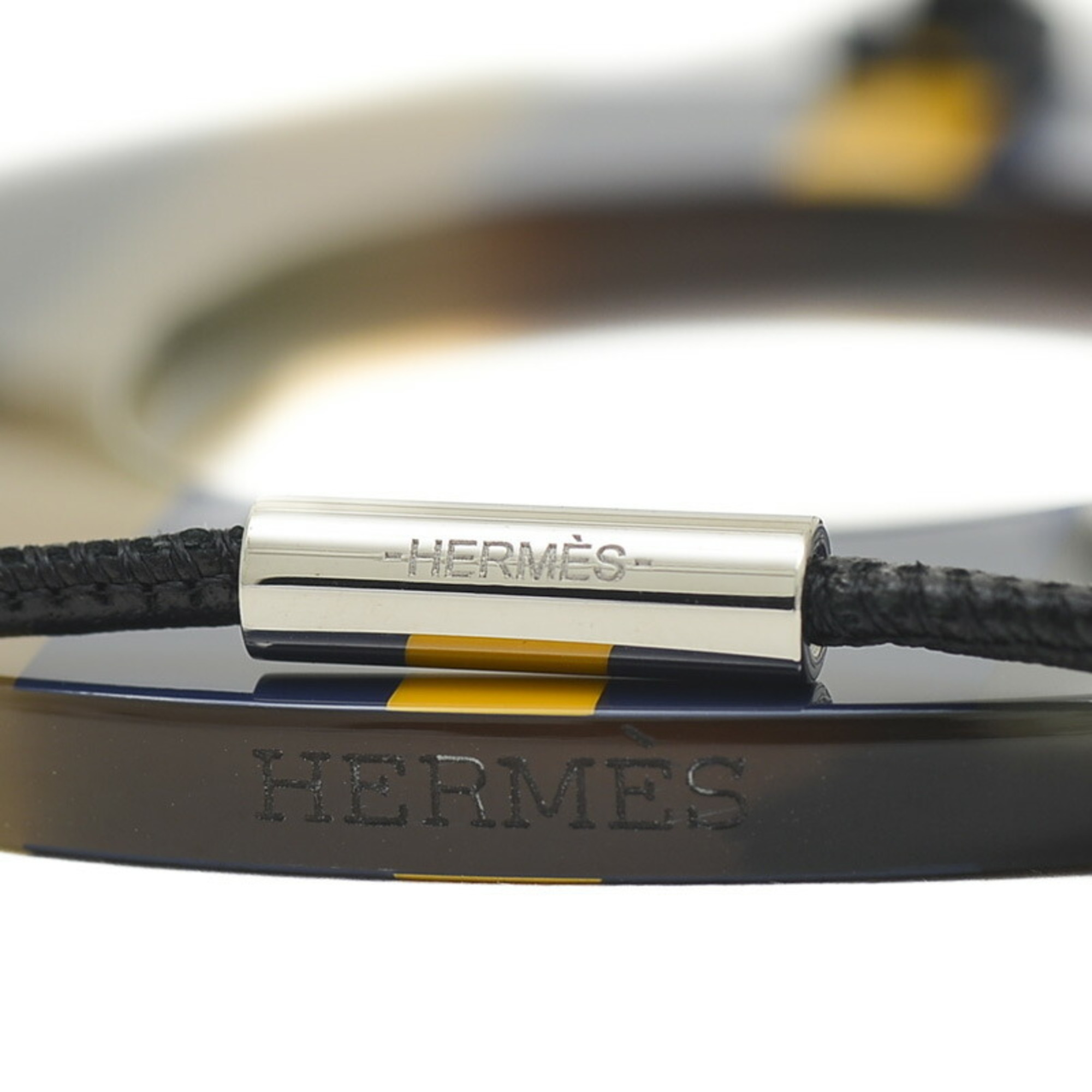 Hermes Ism GM Necklace Buffalo Horn Rocabar Black Blue Yellow