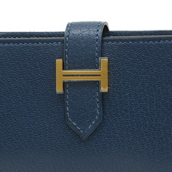 Hermes Bearn Wallet Wallet/Coin Case Chevre Deep Blue B Stamp