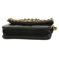 Chanel Matelasse Chain Clutch Shoulder Patent Leather Black AP4104