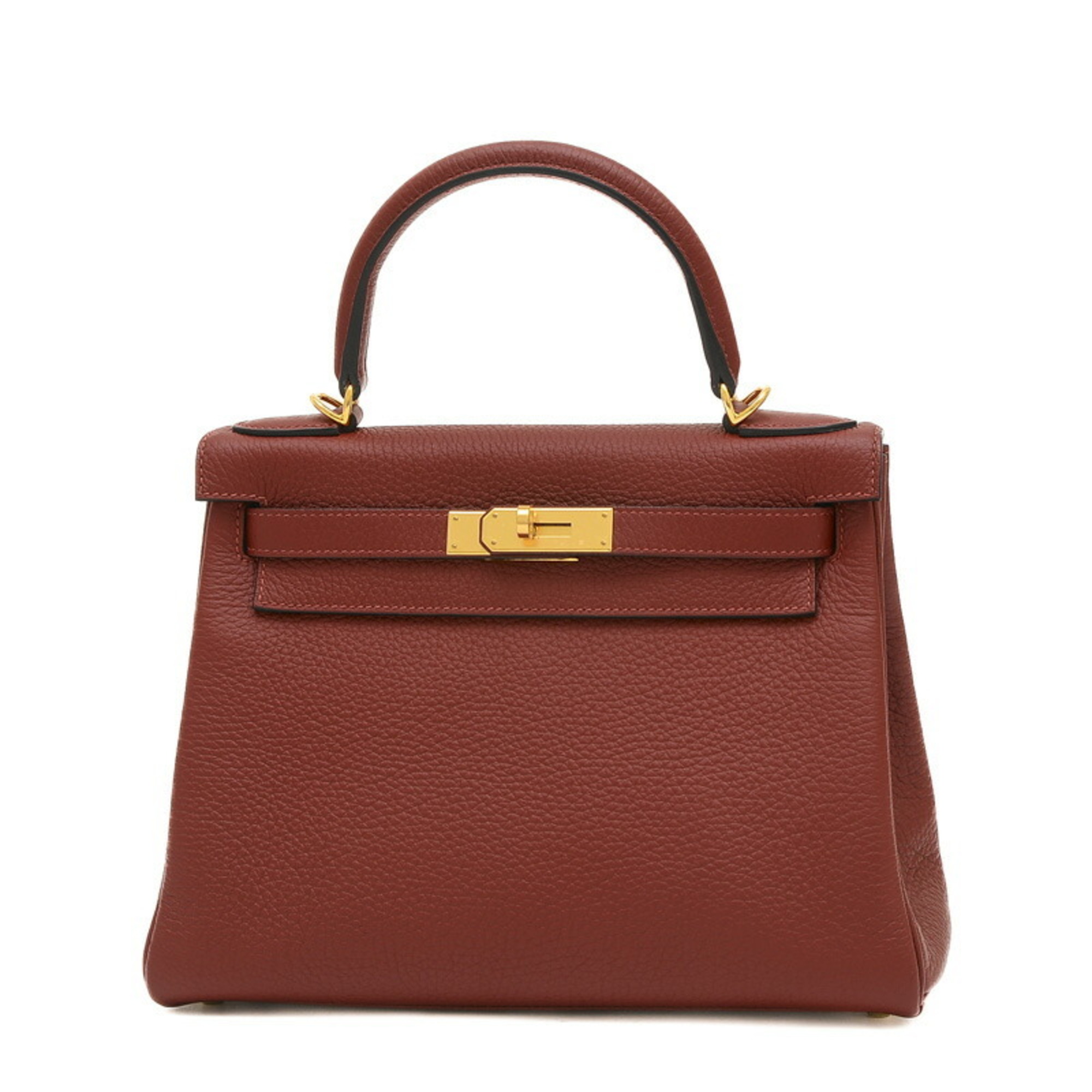 Hermes Kelly 28 Inner Stitching Handbag Togo Rouge Grenat B Stamp