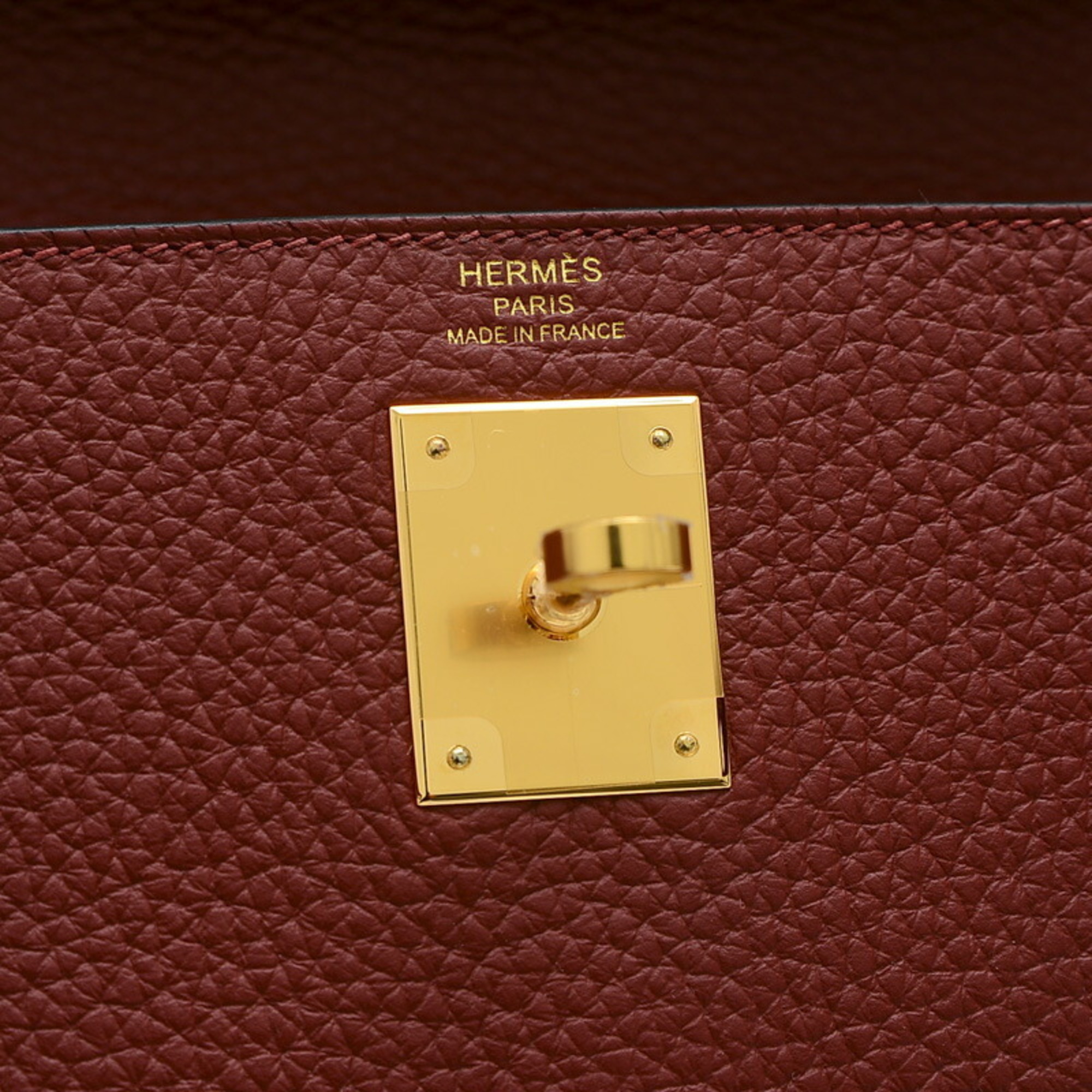 Hermes Kelly 28 Inner Stitching Handbag Togo Rouge Grenat B Stamp