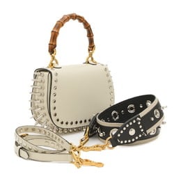 Gucci Bamboo 1947 Small 3-Way Bag in Studs and White Leather 720918