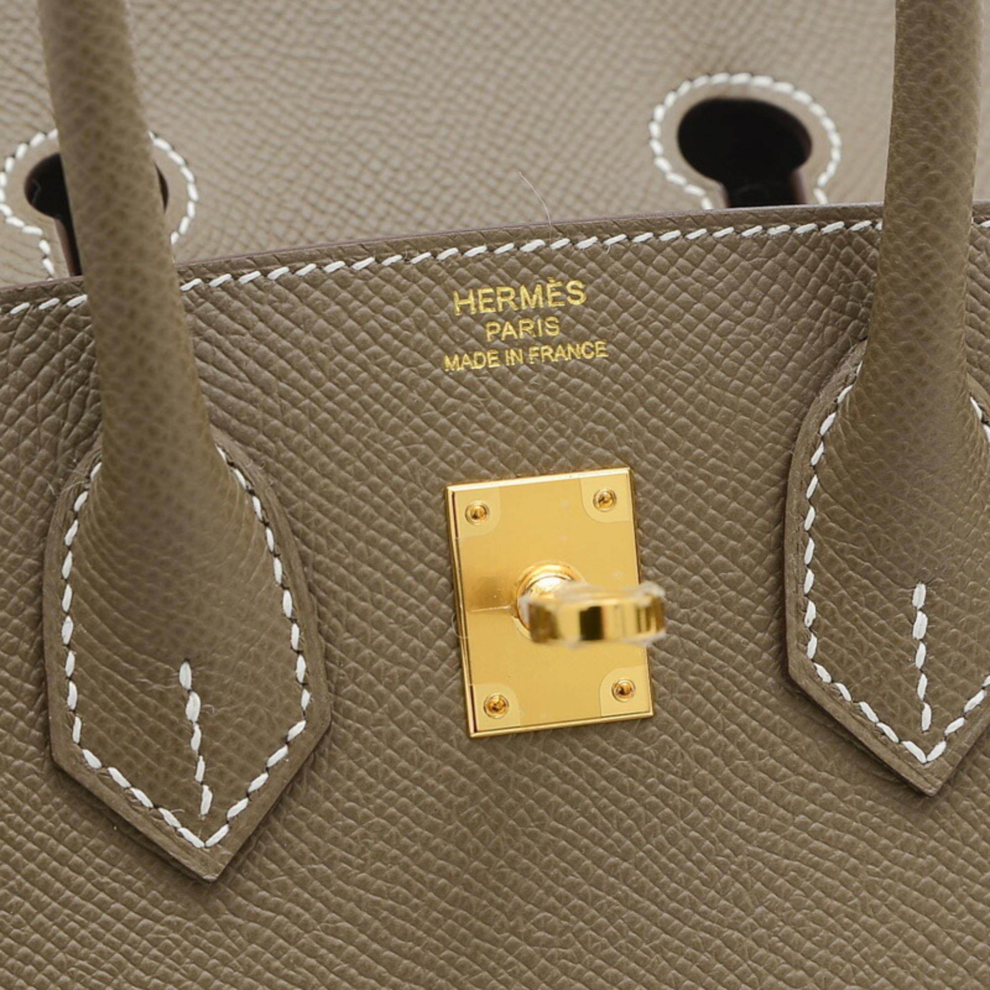 Hermes Birkin 25 Handbag Serie Epsom Etoupe W Engraved