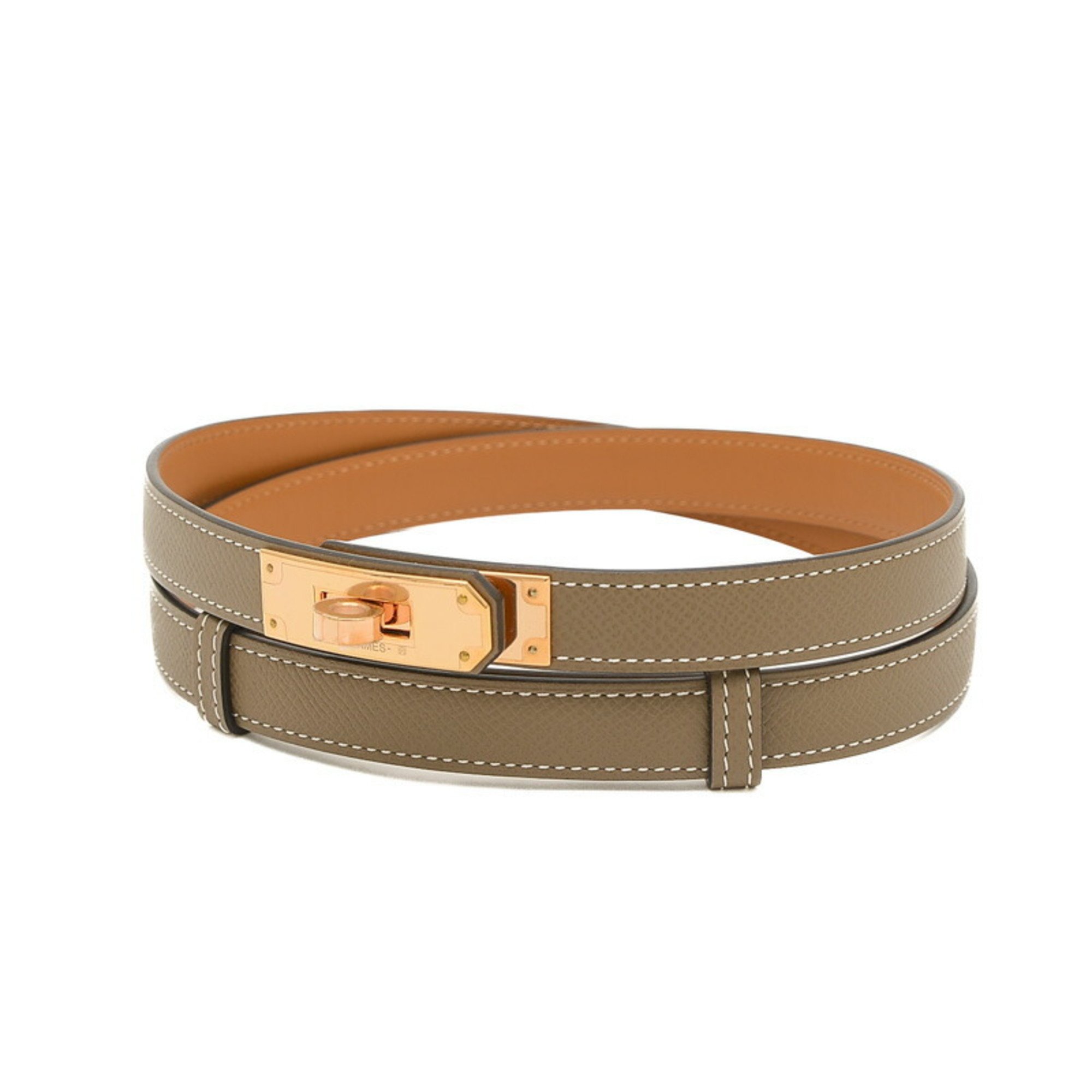 Hermes Kelly Belt 18 Women's Epson Etoupe Rose B Stamp