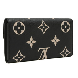 Louis Vuitton Monogram Empreinte Portefeuille Sarah Long Wallet Black Beige