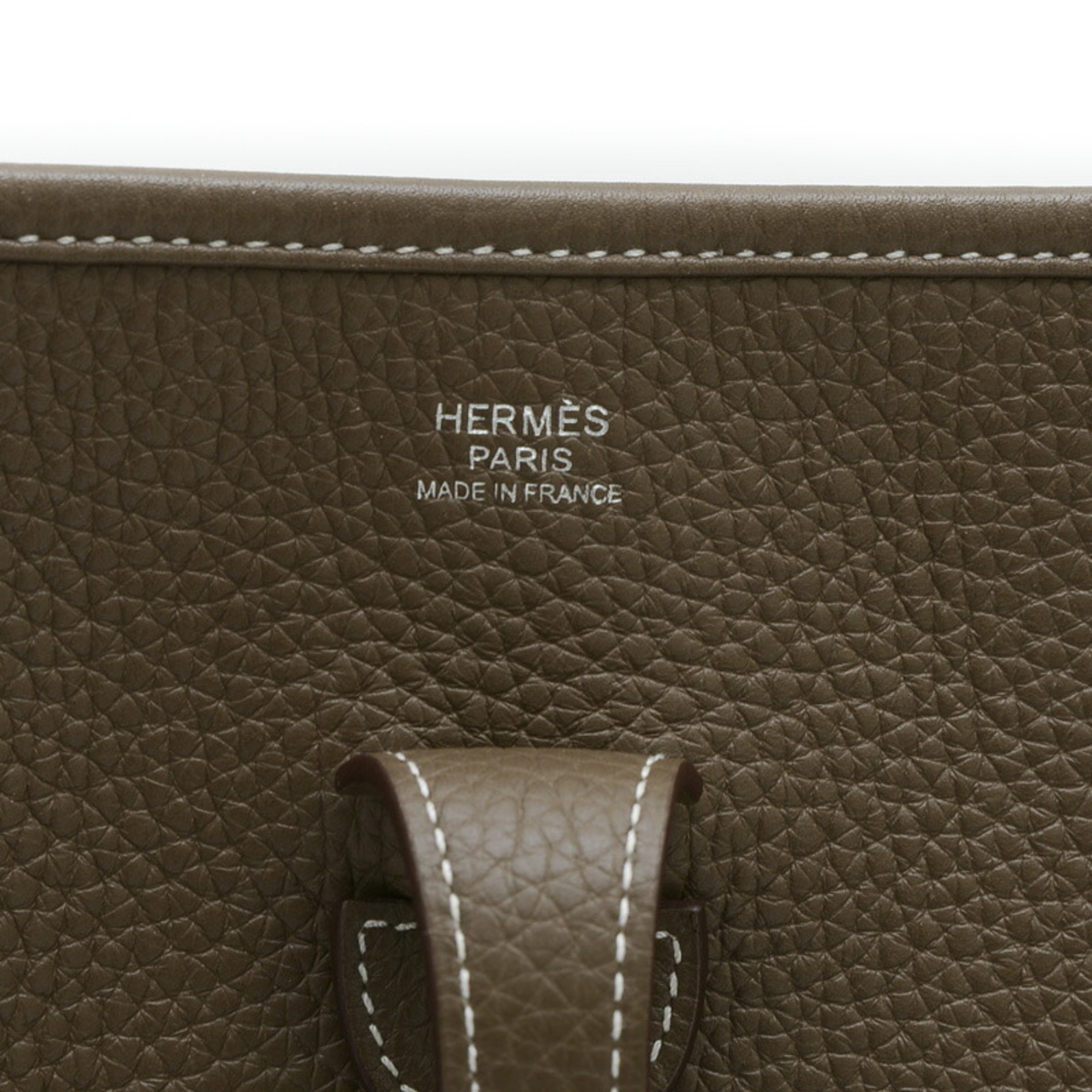 Hermes Evelyn 3 PM Shoulder Bag Taurillon Etoupe X Engraved