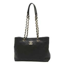 Chanel Tote Leather Black Champagne AS0355