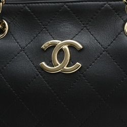 Chanel Tote Leather Black Champagne AS0355