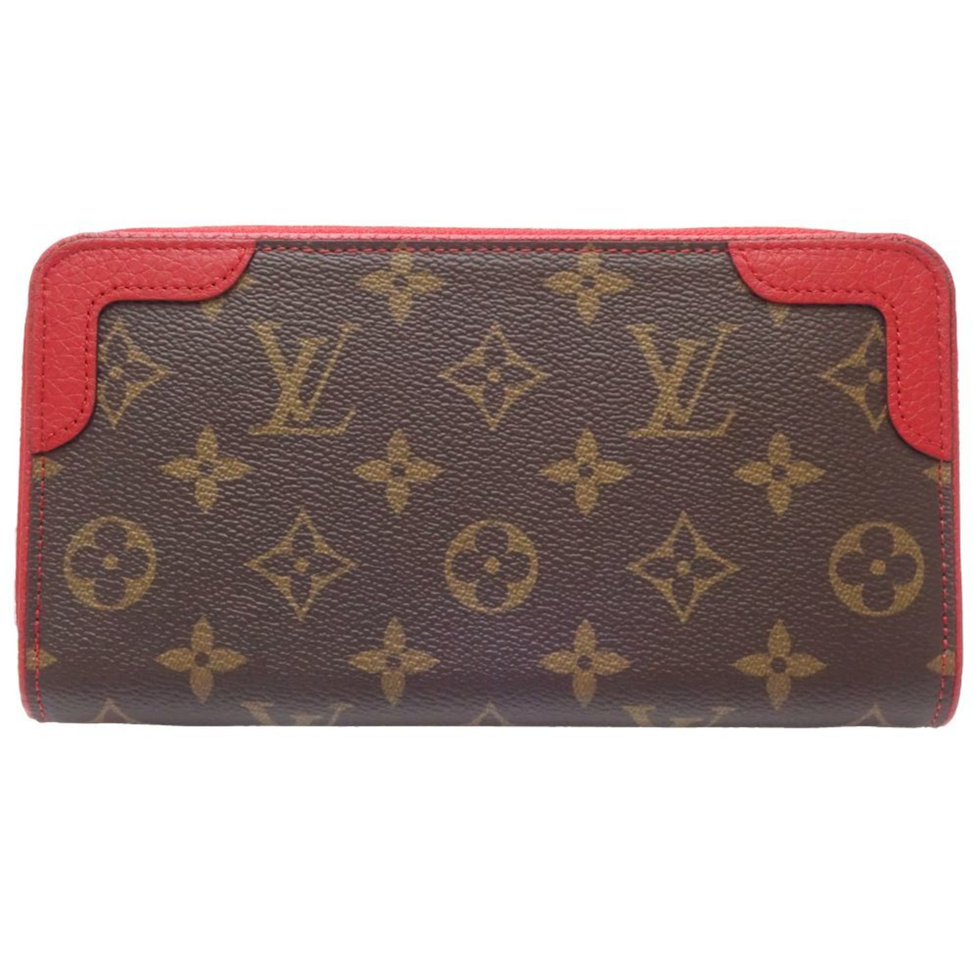 LOUIS VUITTON Louis Vuitton Long Wallet M61854 Zippy Monogram Retiro Brown Cerise 180693