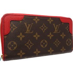 LOUIS VUITTON Louis Vuitton Long Wallet M61854 Zippy Monogram Retiro Brown Cerise 180693