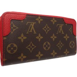 LOUIS VUITTON Louis Vuitton Long Wallet M61854 Zippy Monogram Retiro Brown Cerise 180693