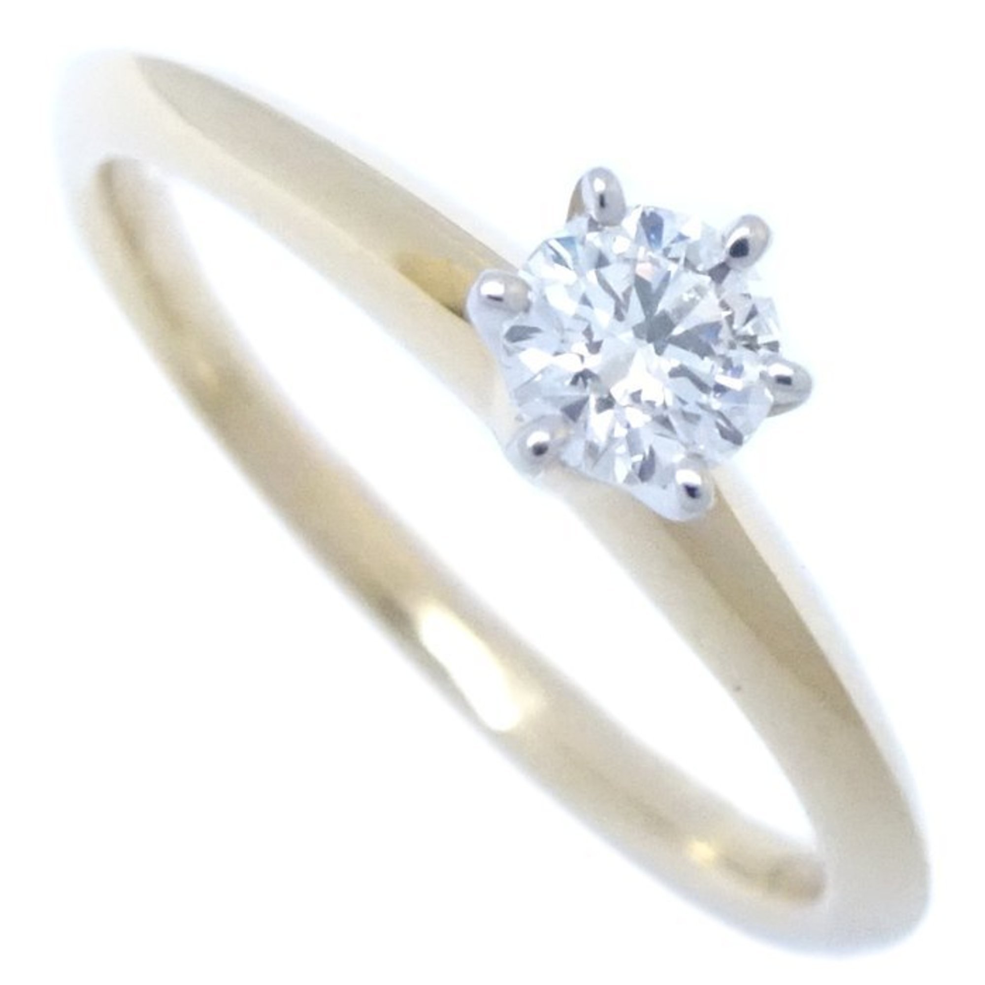 TIFFANY&Co. Tiffany Solitaire Ring, Single Diamond 0.19ct EVVS1.3Excellent, K18YG Yellow Gold x Pt950 Platinum 292363