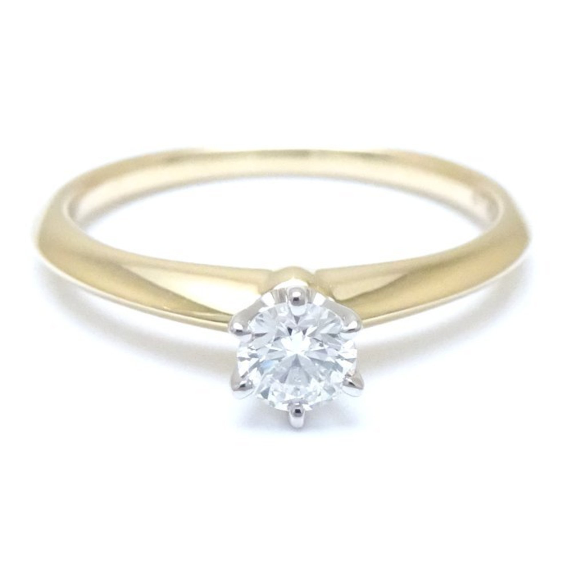 TIFFANY&Co. Tiffany Solitaire Ring, Single Diamond 0.19ct EVVS1.3Excellent, K18YG Yellow Gold x Pt950 Platinum 292363