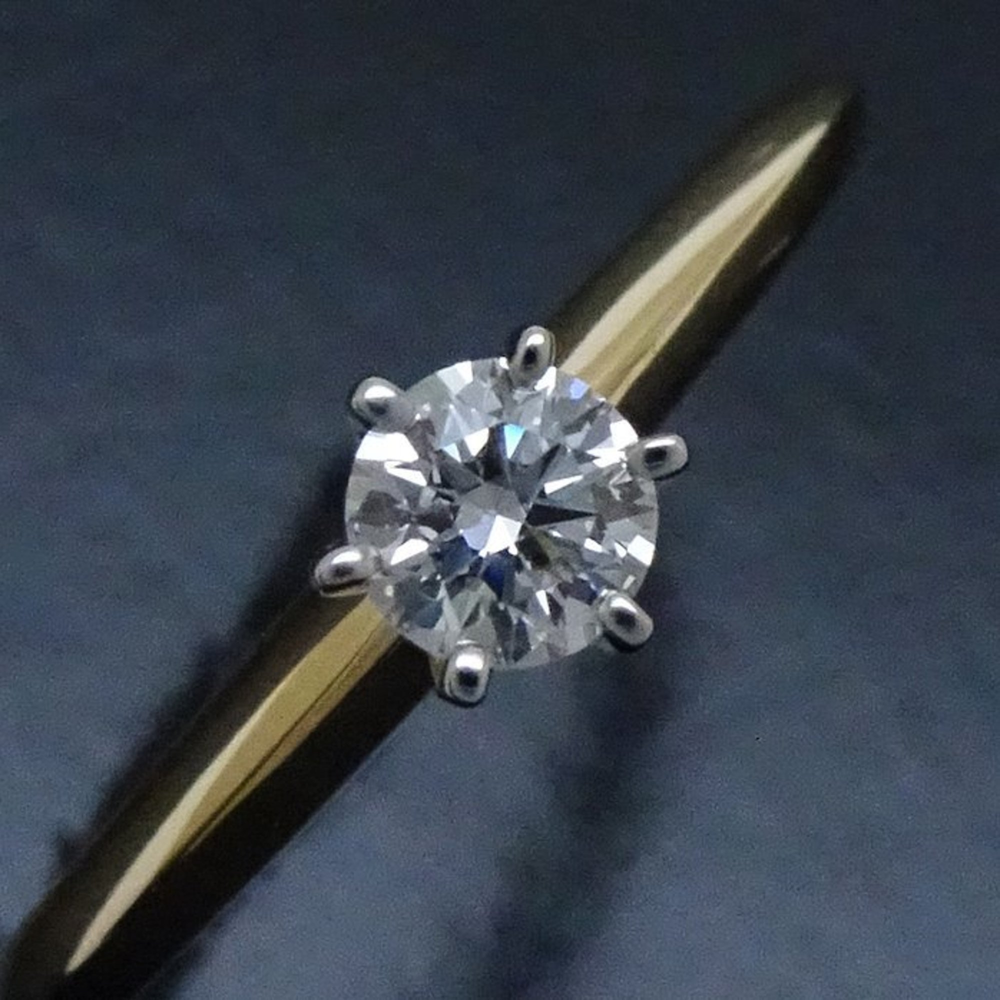 TIFFANY&Co. Tiffany Solitaire Ring, Single Diamond 0.19ct EVVS1.3Excellent, K18YG Yellow Gold x Pt950 Platinum 292363