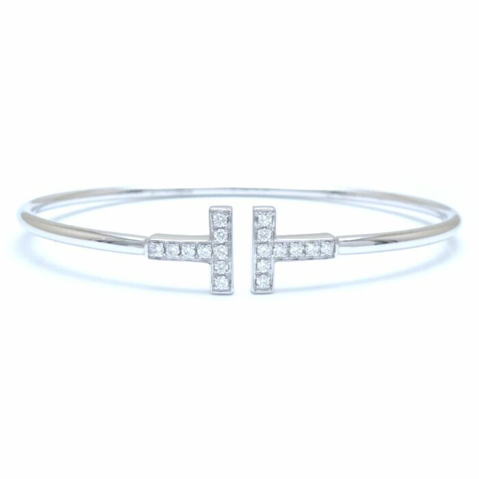 TIFFANY&Co. Tiffany T Wire Bangle Diamond Large K18WG White Gold 292348