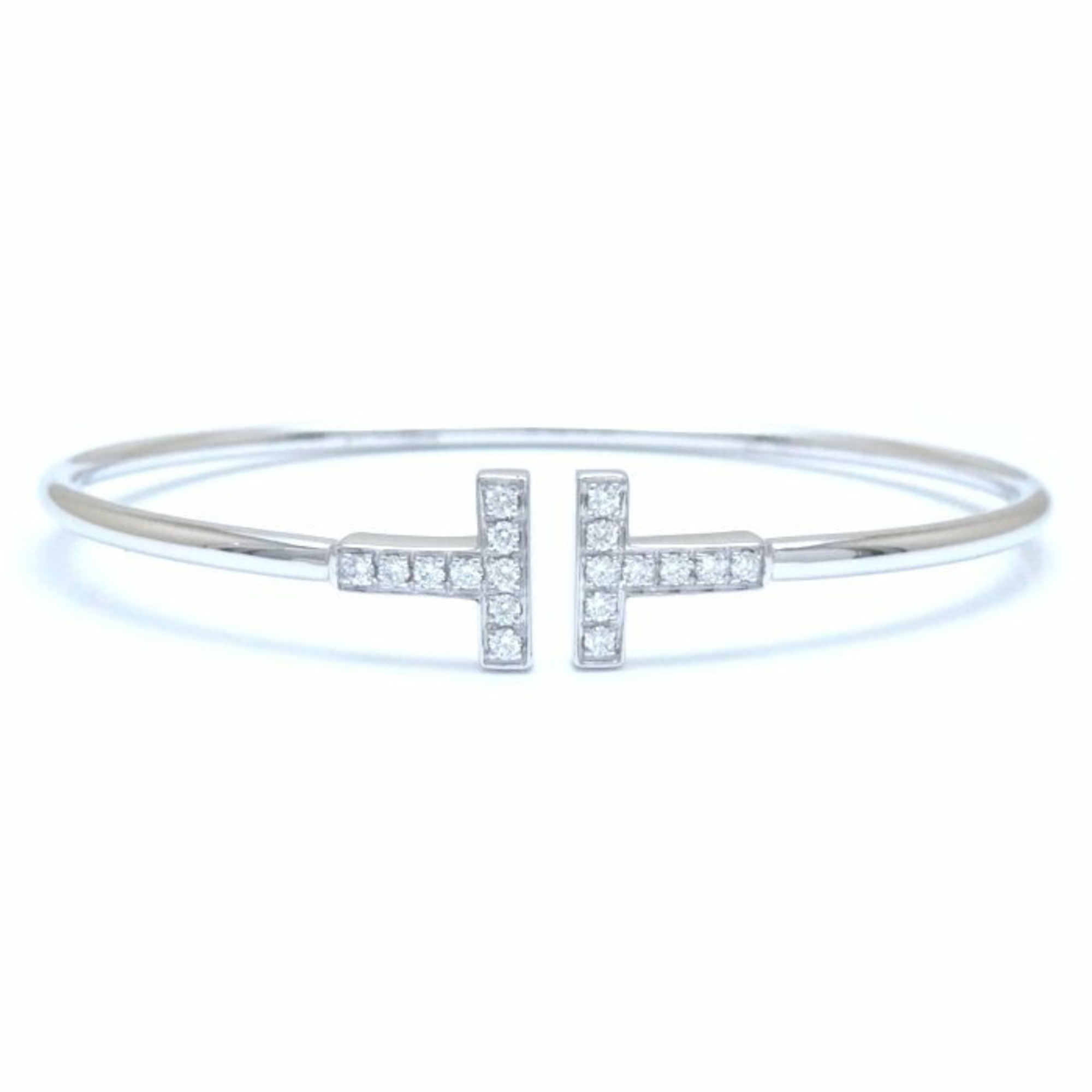 TIFFANY&Co. Tiffany T Wire Bangle Diamond Large K18WG White Gold 292348