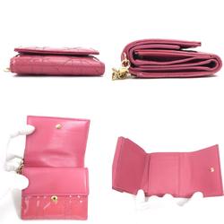 Christian Dior Tri-fold Wallet Patent Leather Pink Women's h30456i