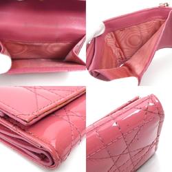 Christian Dior Tri-fold Wallet Patent Leather Pink Women's h30456i