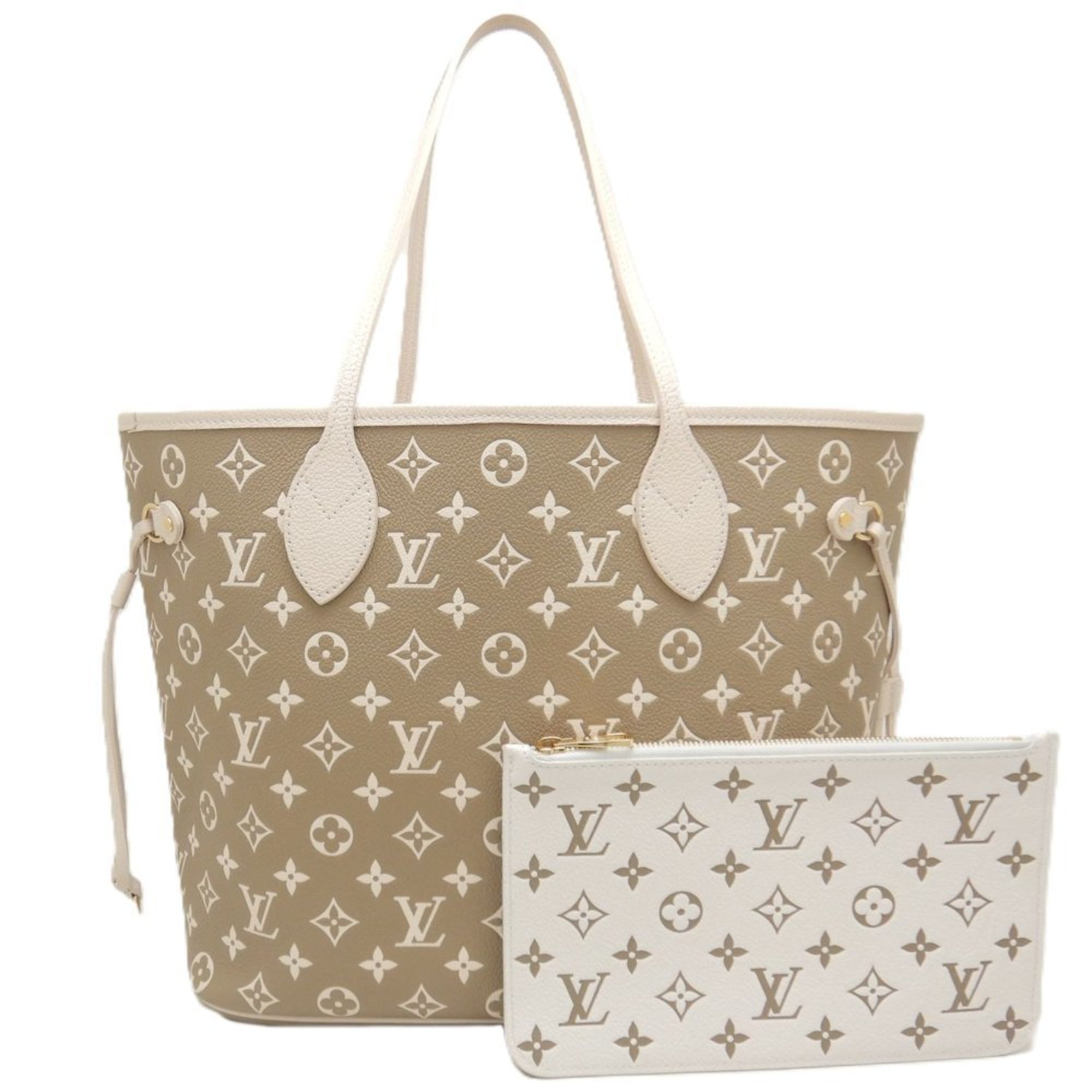 LOUIS VUITTON Louis Vuitton Bicolor Monogram Empreinte Neverfull MM M46102 Tote Bag Beige Khaki 252098