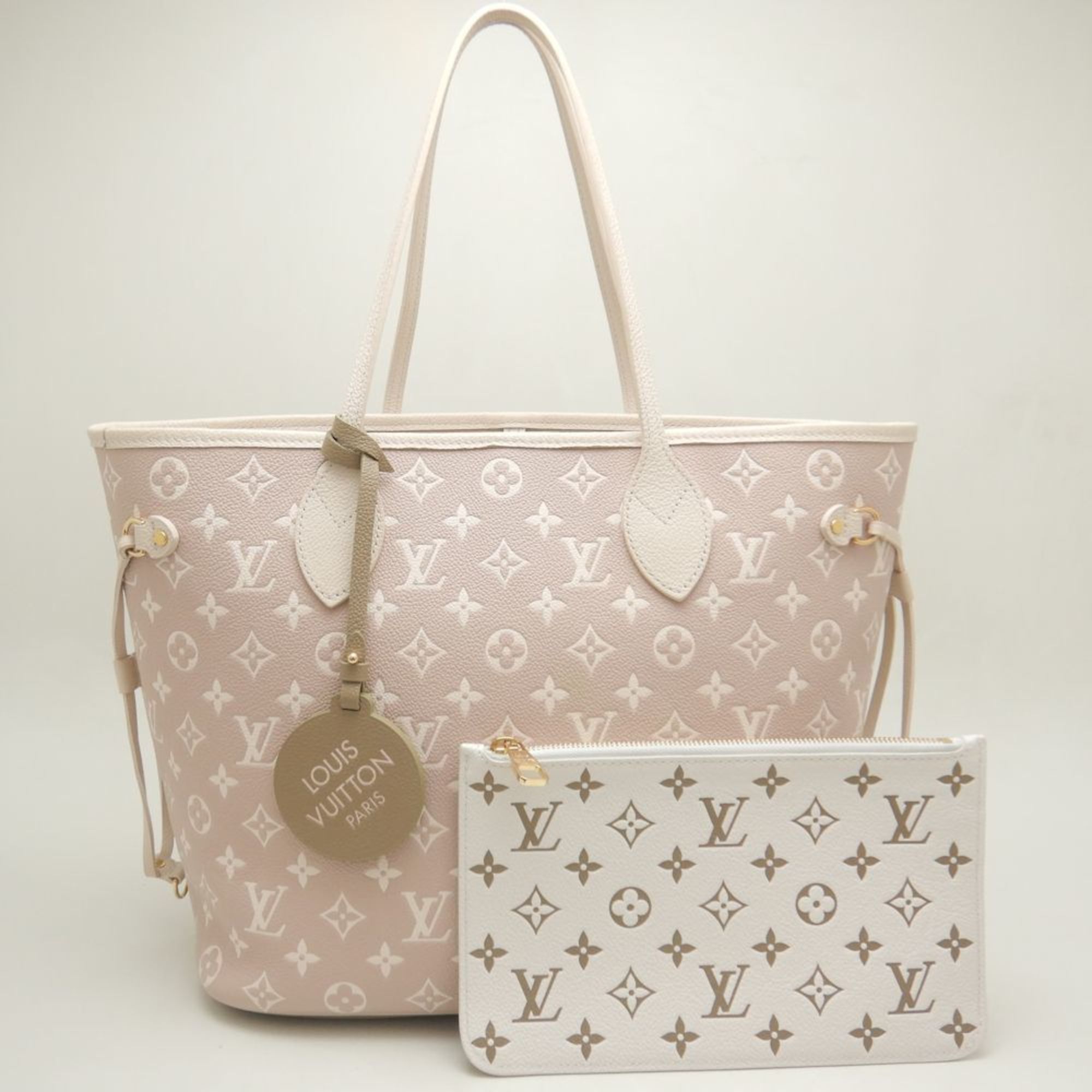 LOUIS VUITTON Louis Vuitton Bicolor Monogram Empreinte Neverfull MM M46102 Tote Bag Beige Khaki 252098