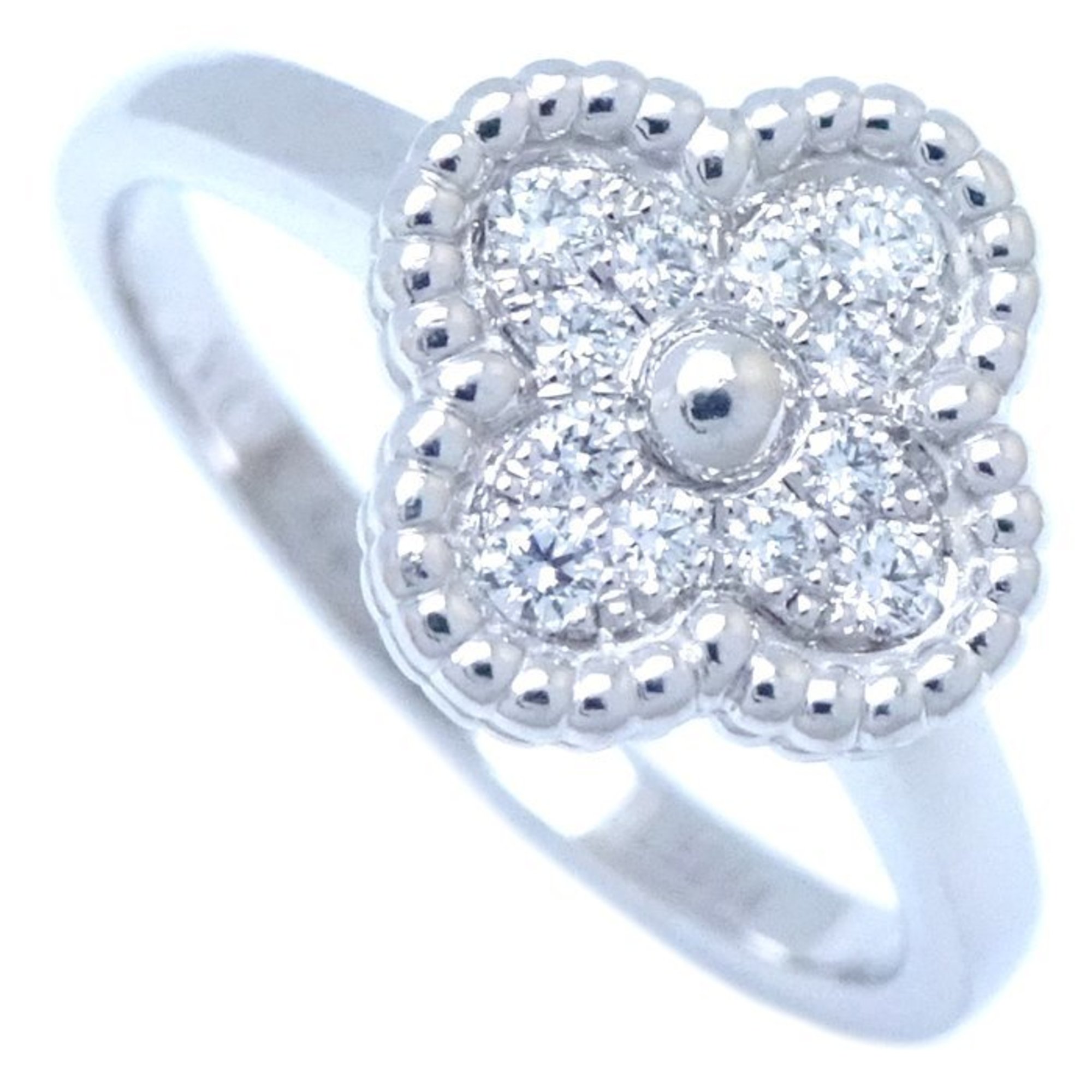 Van Cleef & Arpels Sweet Alhambra Ring Diamond #48 VCARO85800 K18WG White Gold 292357