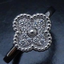 Van Cleef & Arpels Sweet Alhambra Ring Diamond #48 VCARO85800 K18WG White Gold 292357