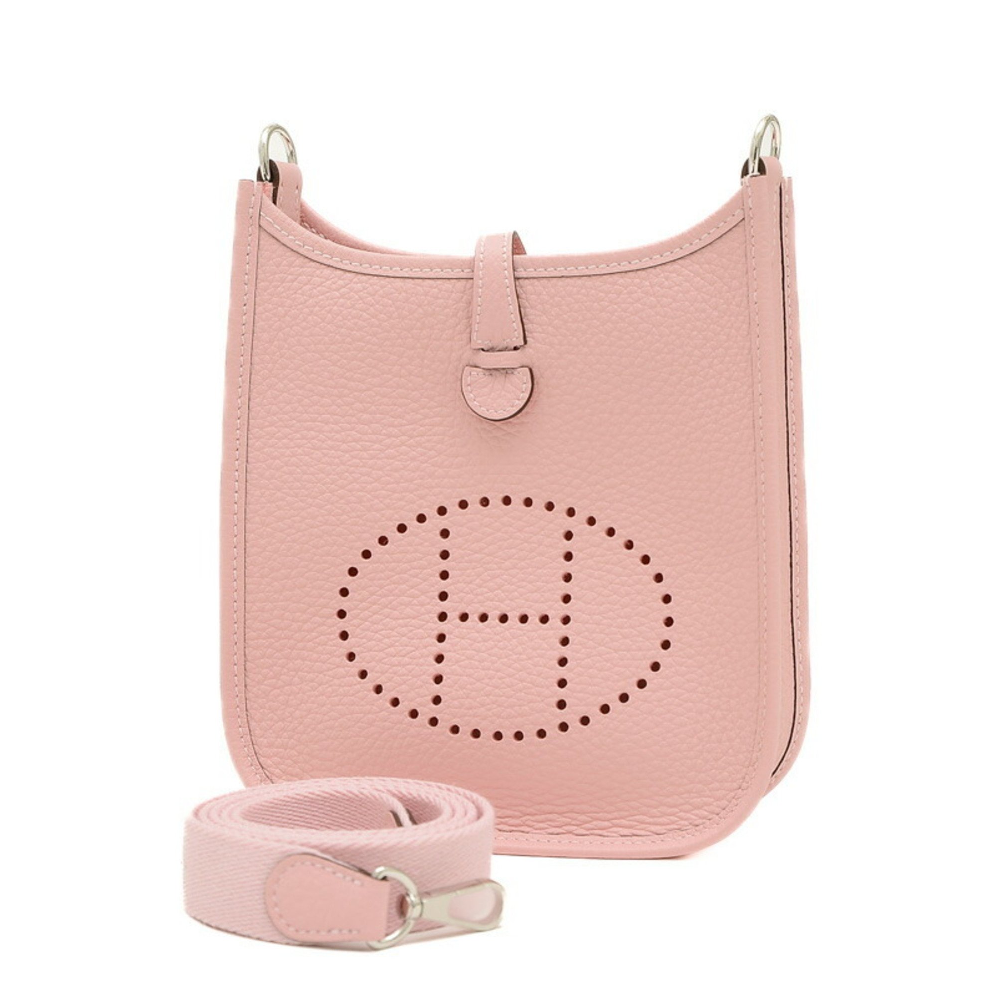 Hermes Evelyn TPM Amazon Shoulder Bag Taurillon Clemence Rose Sakura W Engraved