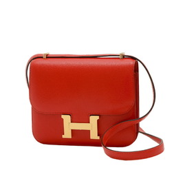 Hermes Constance 18 Shoulder Bag Chevre Shamquila Rouge Cou B Stamp