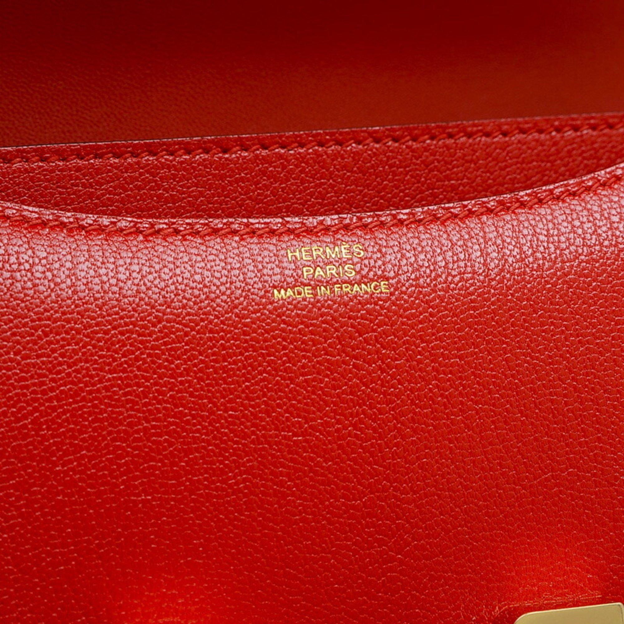 Hermes Constance 18 Shoulder Bag Chevre Shamquila Rouge Cou B Stamp