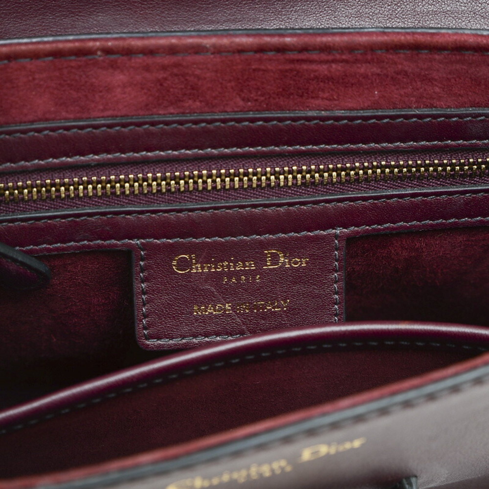 Christian Dior Dior shoulder bag, metal fittings, calf leather, bordeaux