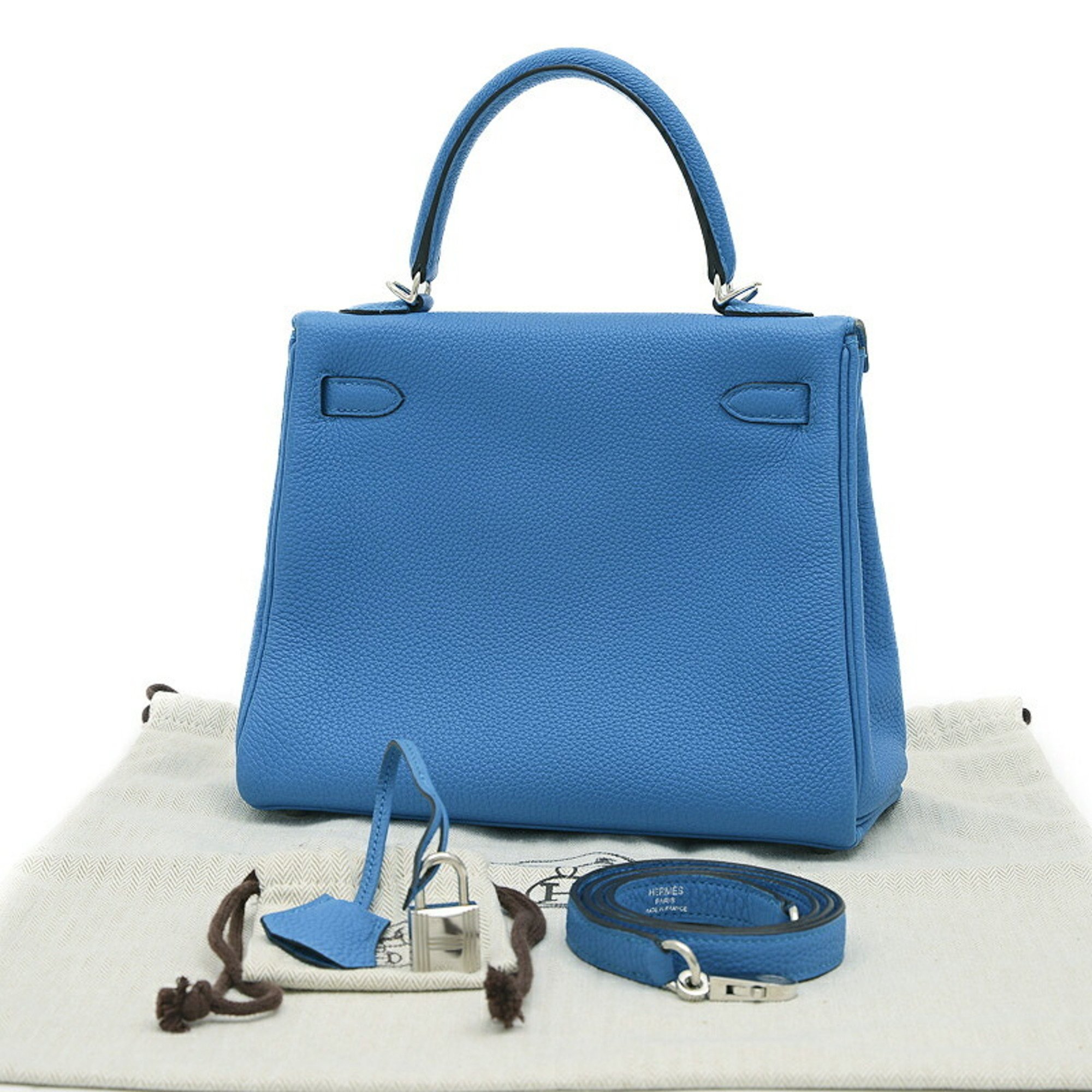 Hermes Kelly 25 Handbag Togo Blue Zanzibar C Stamp