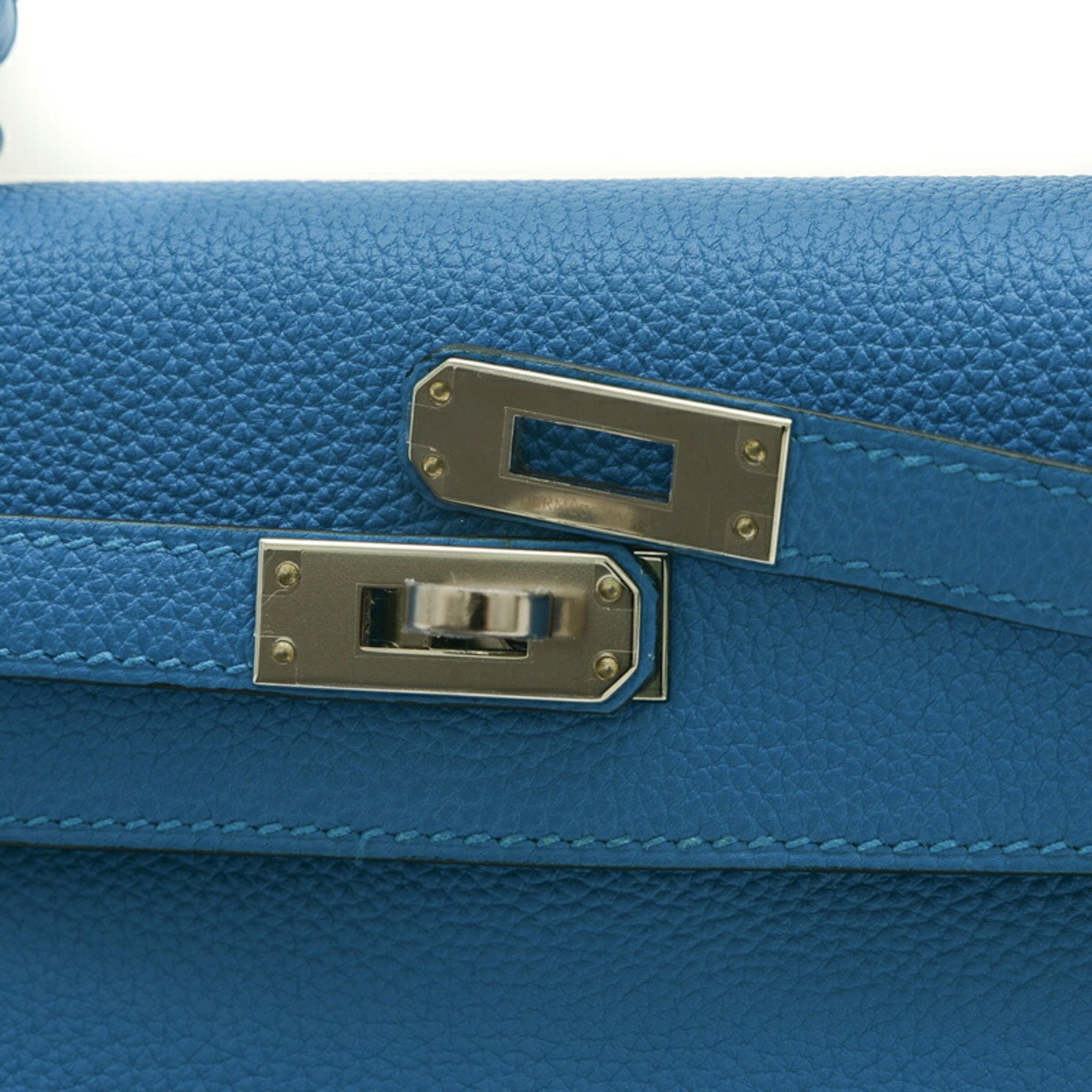 Hermes Kelly 25 Handbag Togo Blue Zanzibar C Stamp