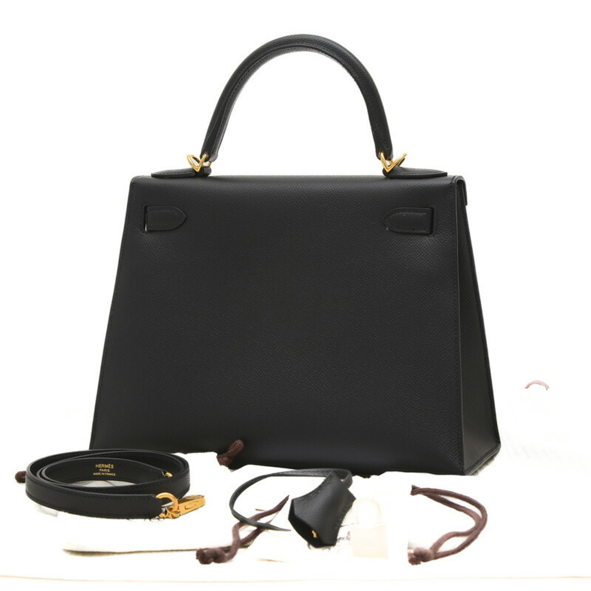 Hermes Kelly 28 Outer Stitched Handbag Epson Black Z Stamp