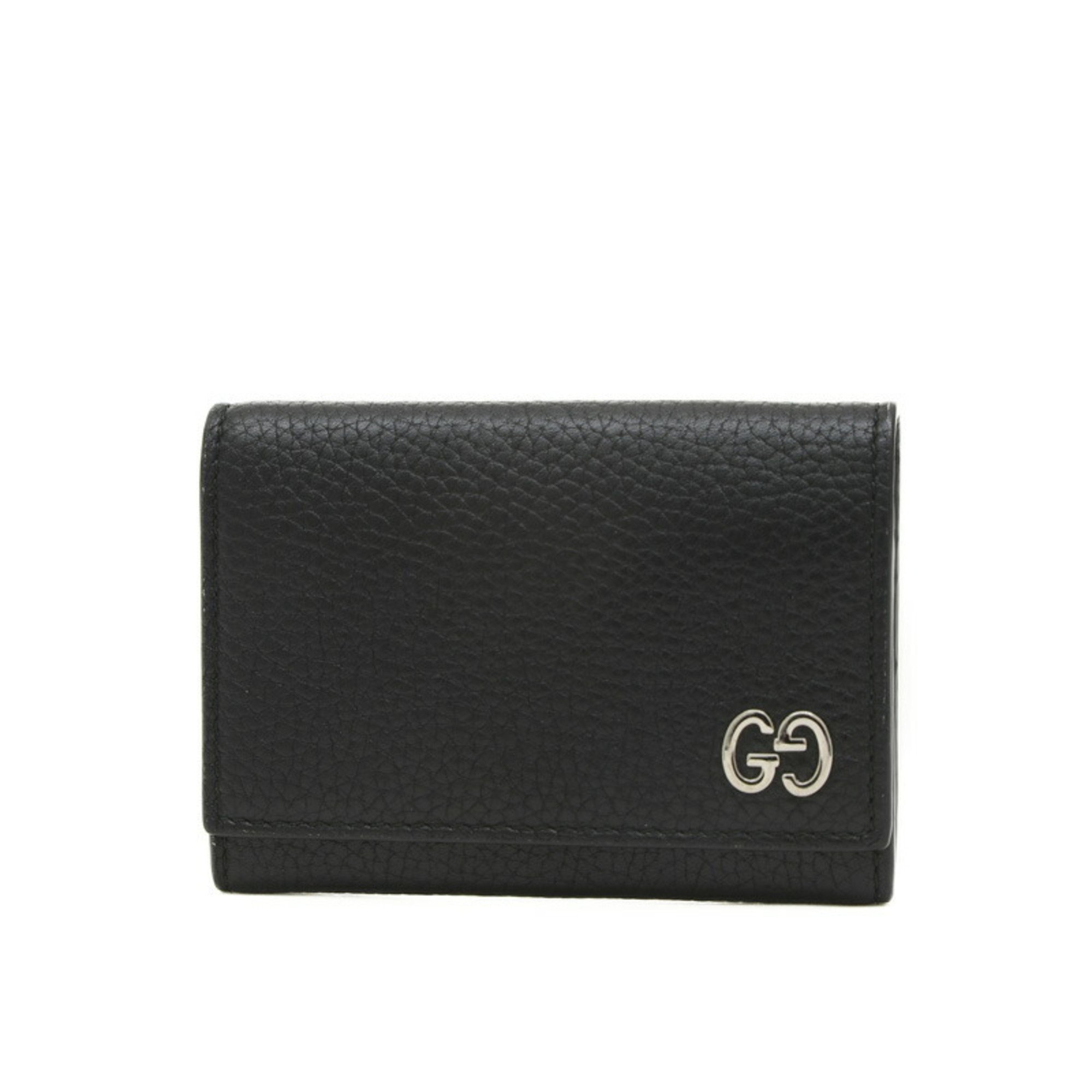 Gucci Business Card Holder/Card Case Holder Leather Black Men's 473923