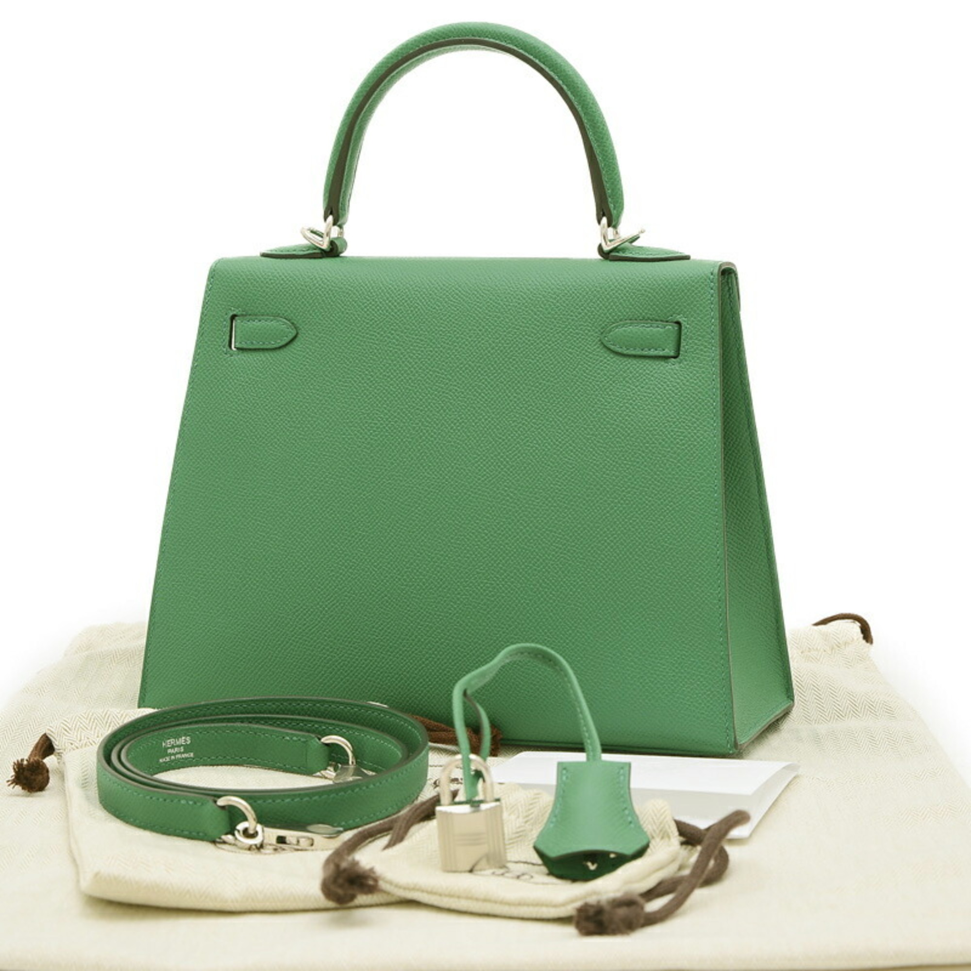 Hermes Kelly 25 Outer Stitched Handbag Epson Vert Vertigo W Stamp