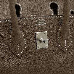 Hermes Birkin 25 Handbag Togo Etoupe W Engraved