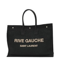 Saint Laurent Rive Gauche Tote Bag Raffia Leather Black 509415