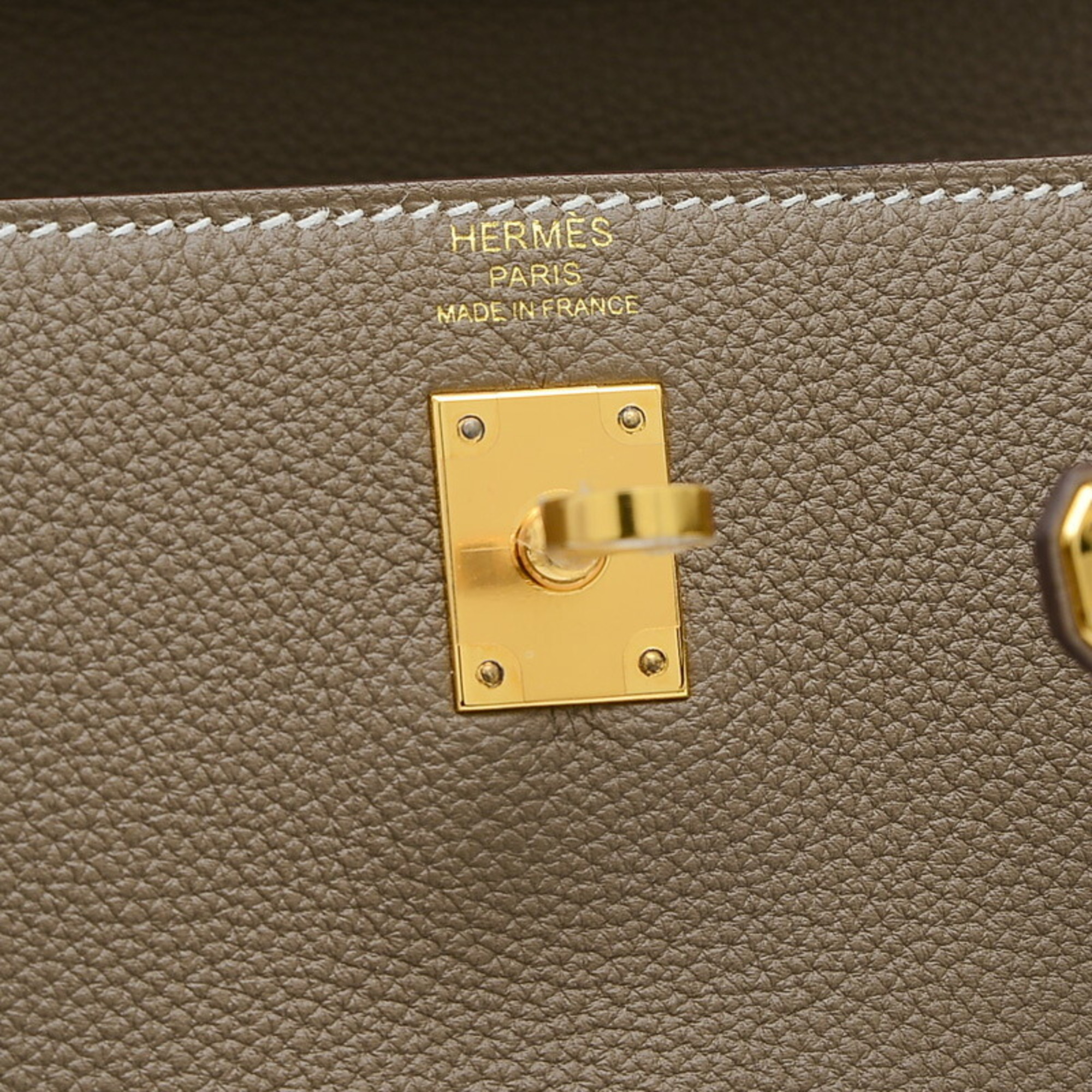 Hermes Kelly 25 Inner Stitched Handbag Togo Etoupe Y Stamp Key Missing