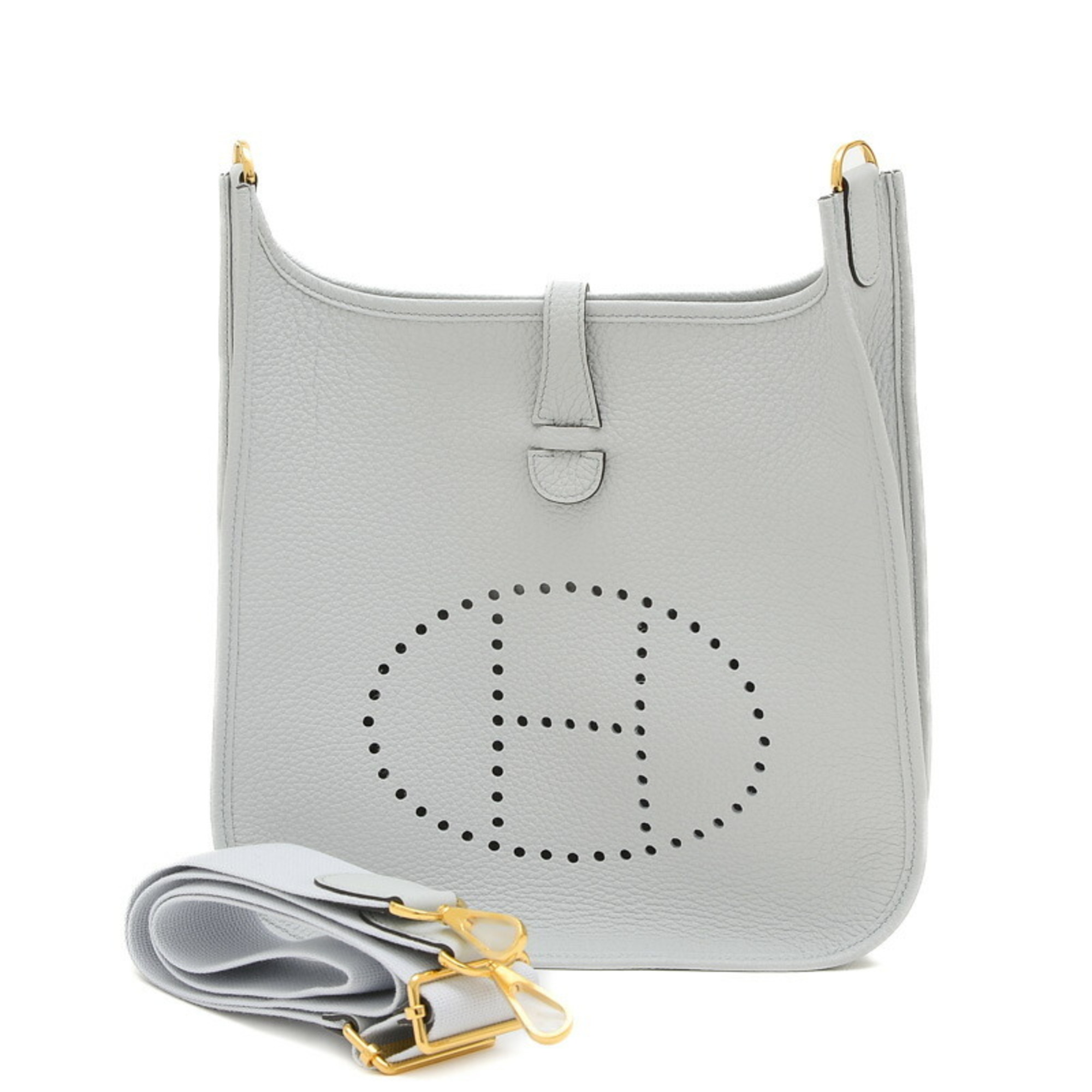 Hermes Evelyn 3 PM Shoulder Bag Taurillon Blue Pale B Stamp