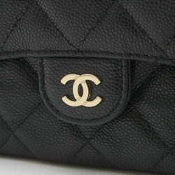 Chanel Matelasse Phone Case Chain Wallet Caviar Skin Black AP2096