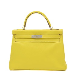 Hermes Kelly 32 Inner Stitching Handbag Evercolor Lime D Engraved