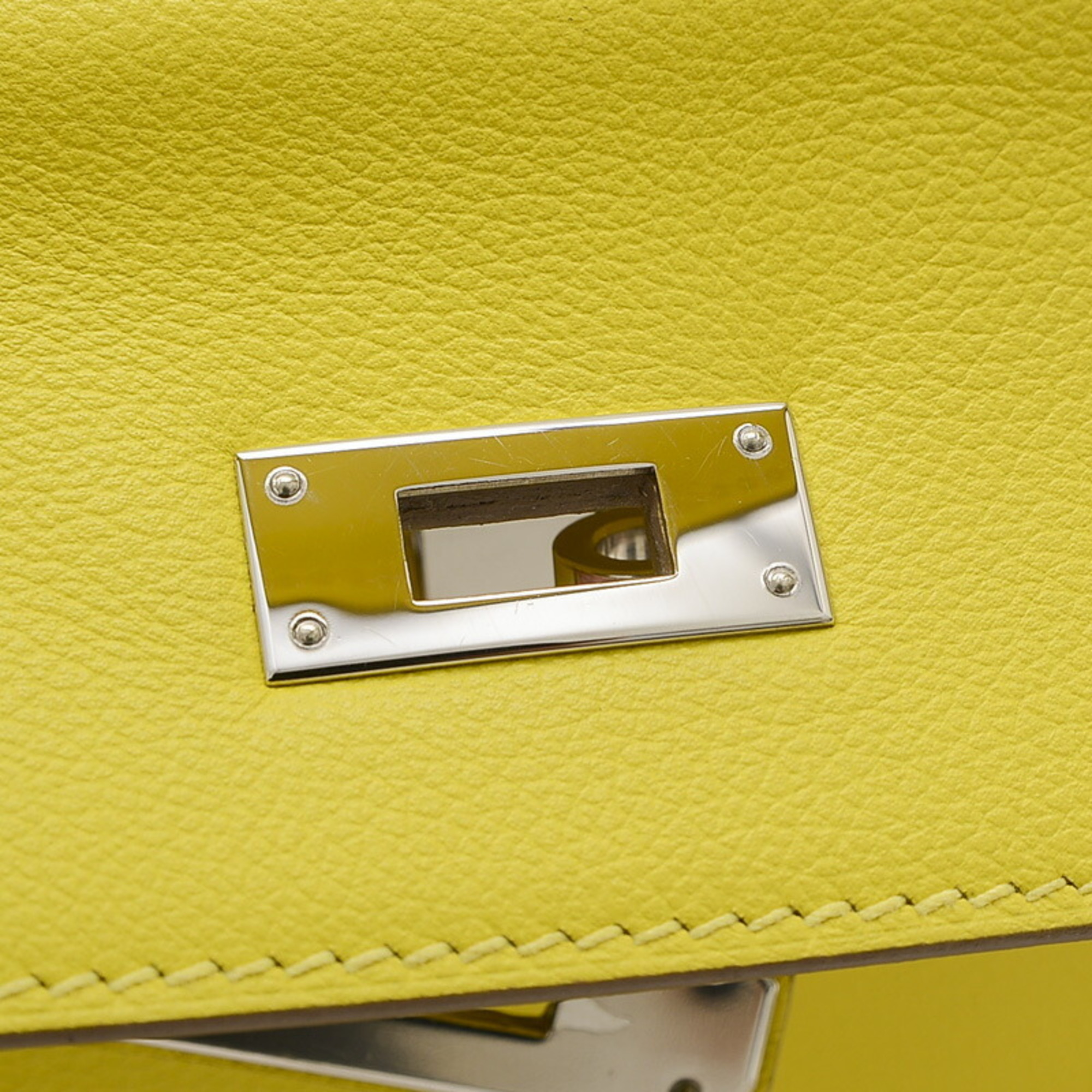 Hermes Kelly 32 Inner Stitching Handbag Evercolor Lime D Engraved