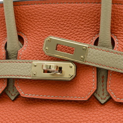 Hermes Birkin 25 Handbag Personal Togo Orange Poppy Trench Champagne D Engraved