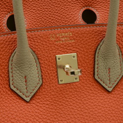 Hermes Birkin 25 Handbag Personal Togo Orange Poppy Trench Champagne D Engraved