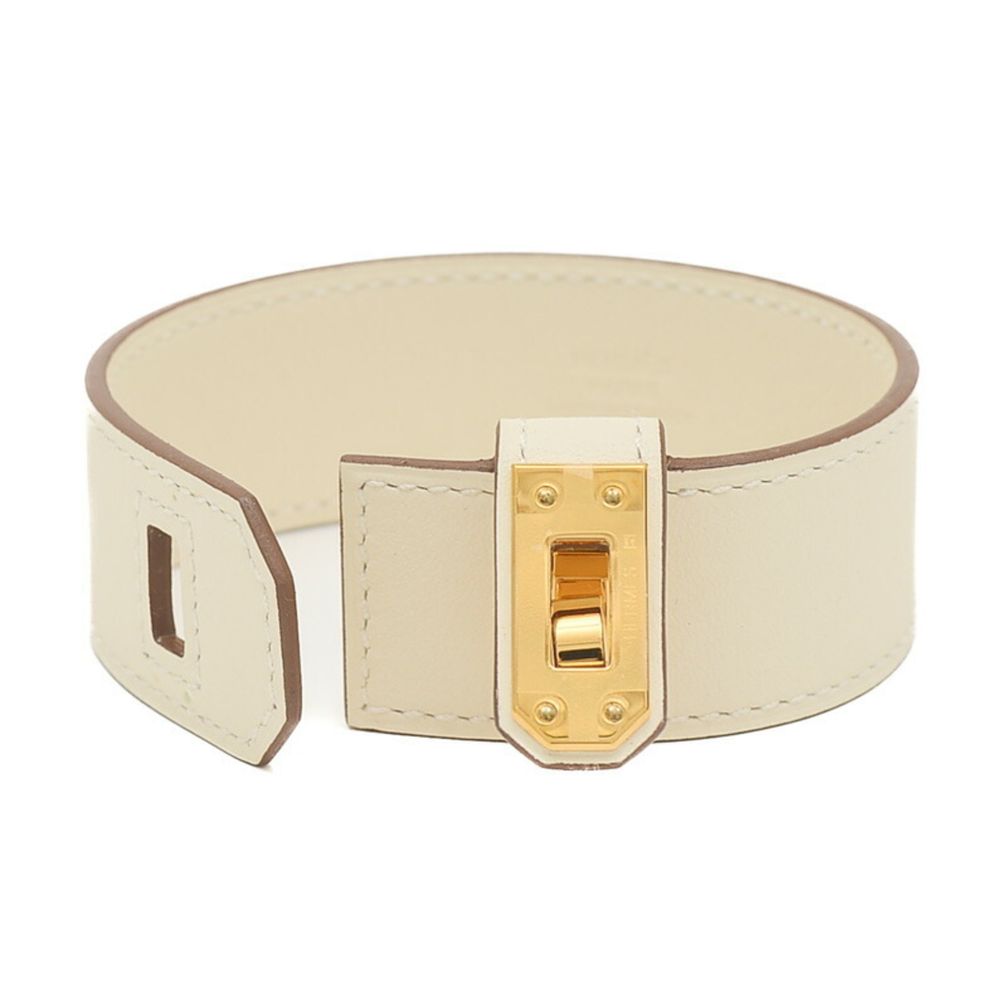 Hermes Kelly Twist PM Bracelet, Swift Leather, Nata, T2 Size, U Engraved