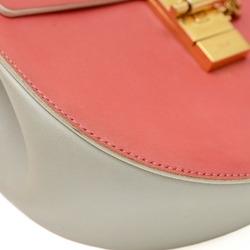 Chloé Chloe Drew Shoulder Bag Leather Pink White