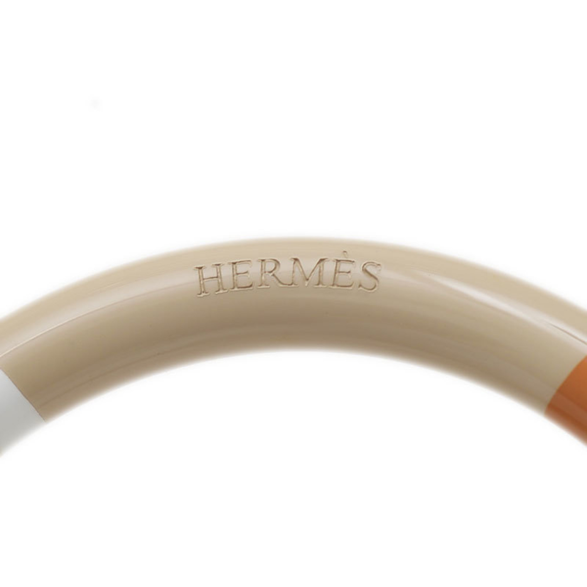 Hermes H Equipe PM Bracelet Bangle Lacquer Wood Beige T2 Size