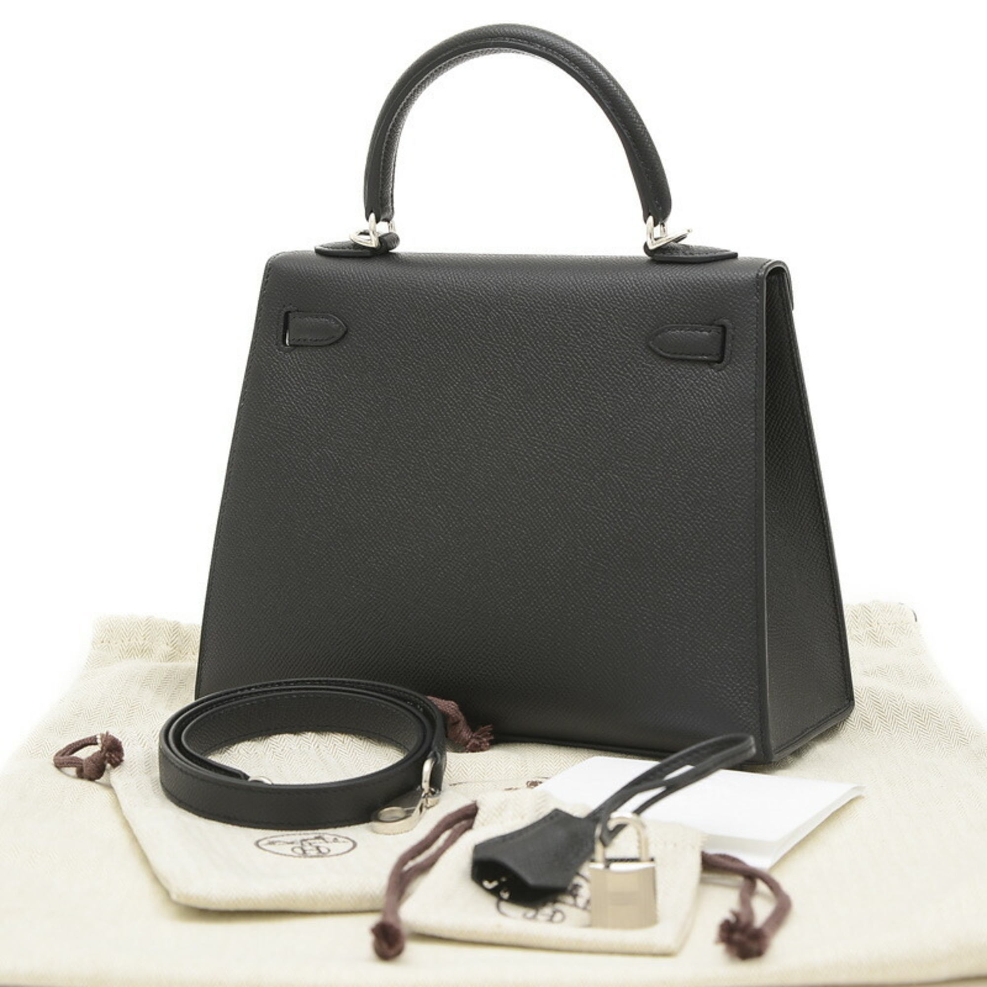 Hermes Kelly 25 Outer Stitched Handbag Epson Black W Stamp