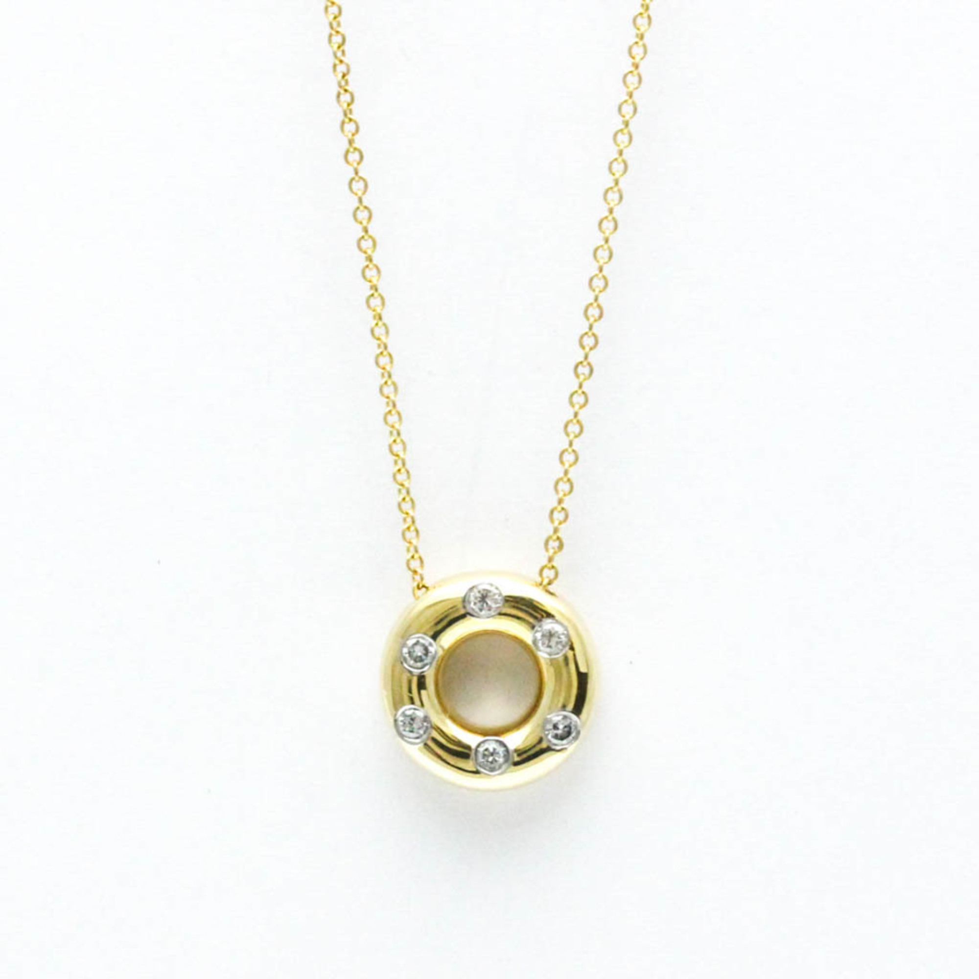 Tiffany Dots Circle Diamond Platinum,Yellow Gold (18K) Diamond Men,Women Fashion Pendant Necklace (Gold)