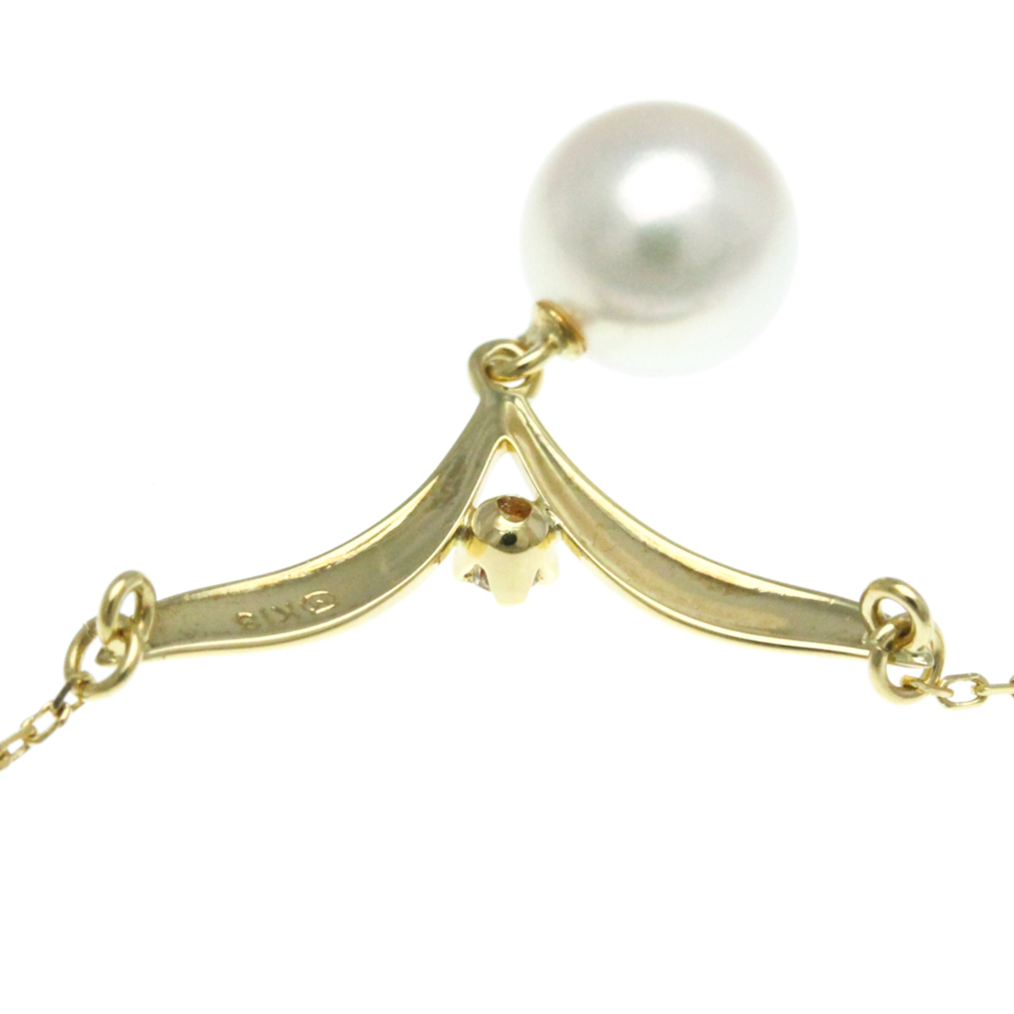 Mikimoto Pearl Diamond Necklace Yellow Gold (18K) Diamond,Pearl Men,Women Fashion Pendant Necklace (Gold)